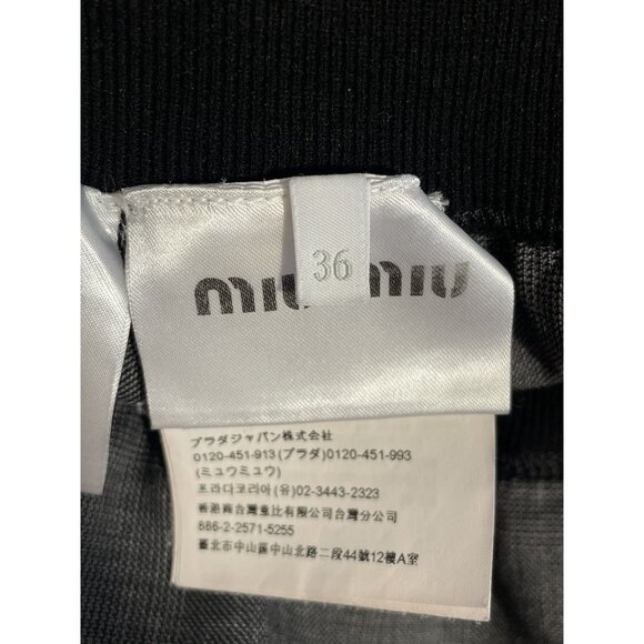 Miu Miu Gray Plaid Wool-Blend Elastic Waist Shorts For Women - Picture 7 of 14